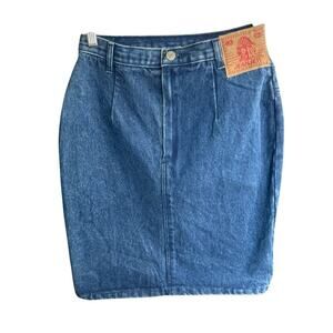 Vtg Jeanjer Denim Jean Skirt Pencil 9/10 Western Cowgirl Blue Casual Granolagirl